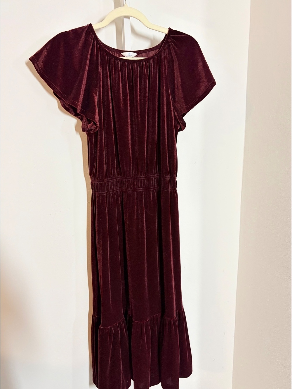 Time and Tru Women's Burgundy Velvet Midi Dress Size Small
